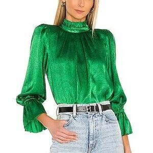 Alice & Olivia - Launa Blouson Sleeve Blouse in Mint Kelly